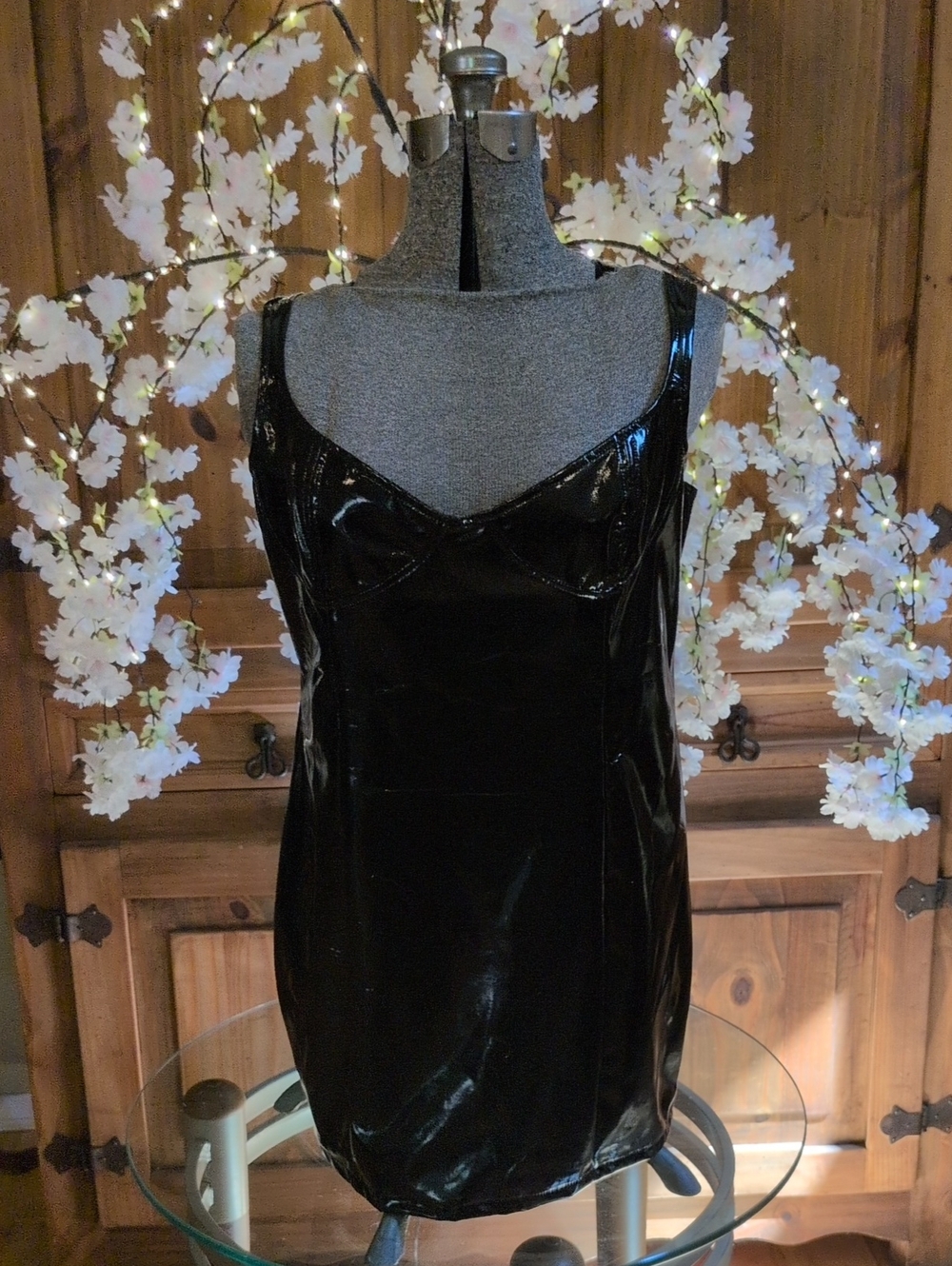 SheShow Faux Latex/Leather Look Mini Dress